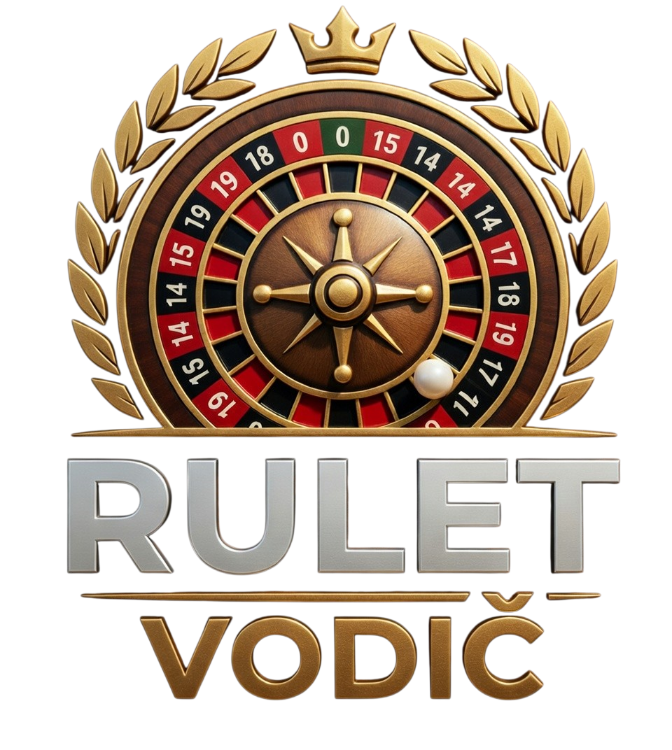 Rulet Vodič - logo s kotačem ruleta, zlatnim vijencem i krunom